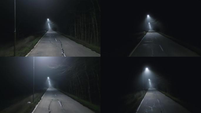 夜雾中的乡村林道之旅