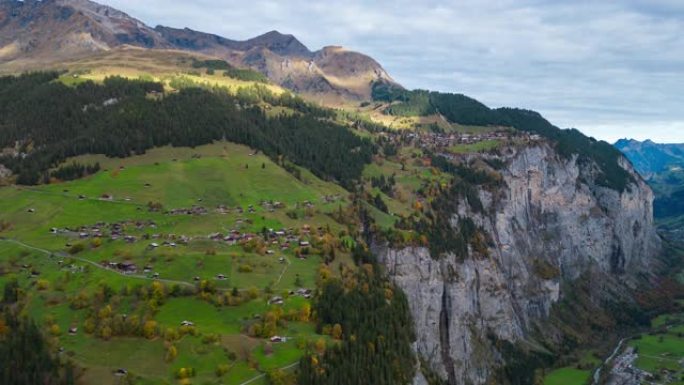 瑞士劳特布伦嫩Gimmelwald村的Hyperlapse天线
