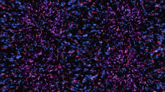 蓝色和紫色立方体数字光模糊bokeh运动背景