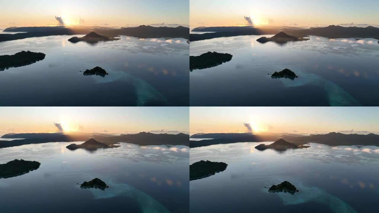 美拉尼西亚日出时美丽岛屿的鸟瞰图
