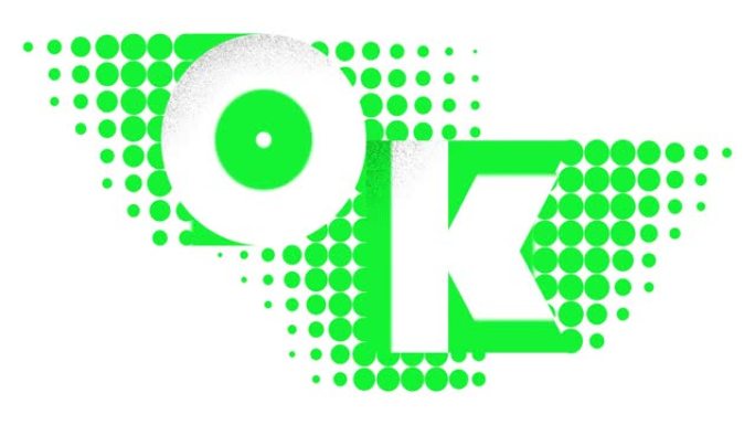 4k独特的OK背景插图，白色背景上的绿色和黑色