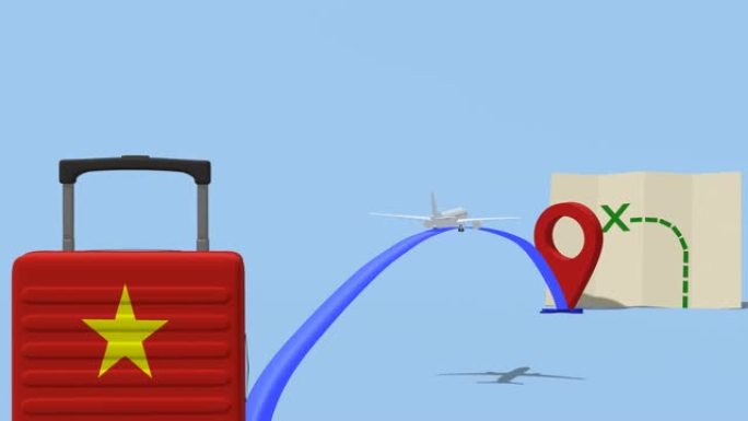 动画飞机和手提箱-旅行到越南