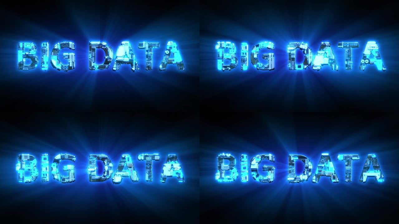 大数据照明蓝色数字网络文本，孤立循环视频