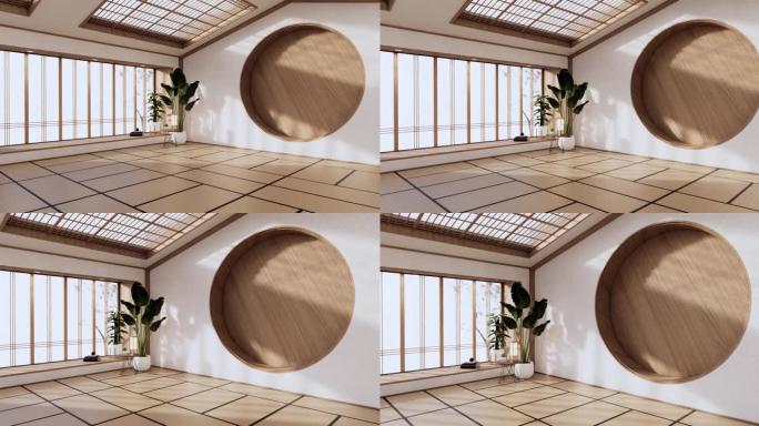 空房间，日本内部。3d渲染