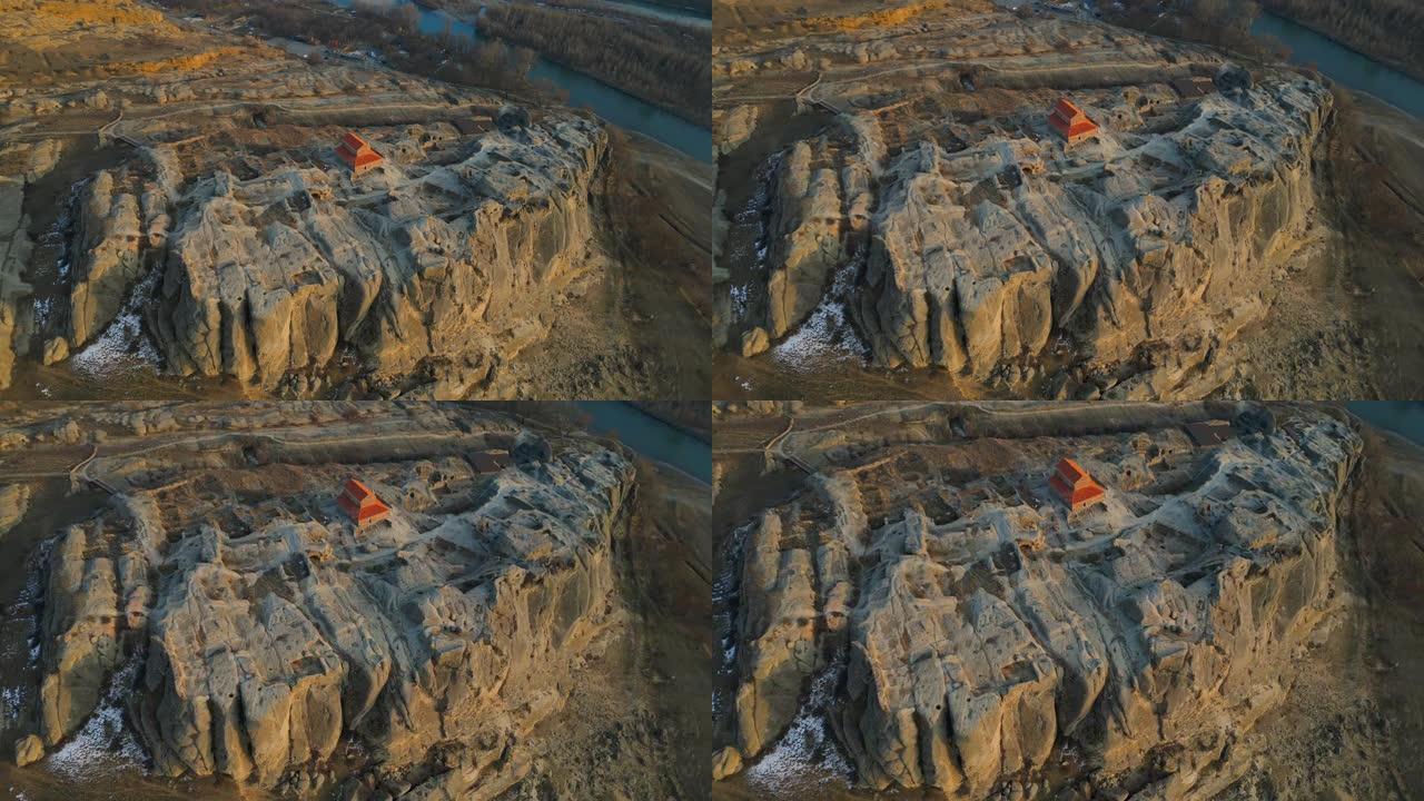 佐治亚州日落时ulistsikha洞穴镇的鸟瞰图视频