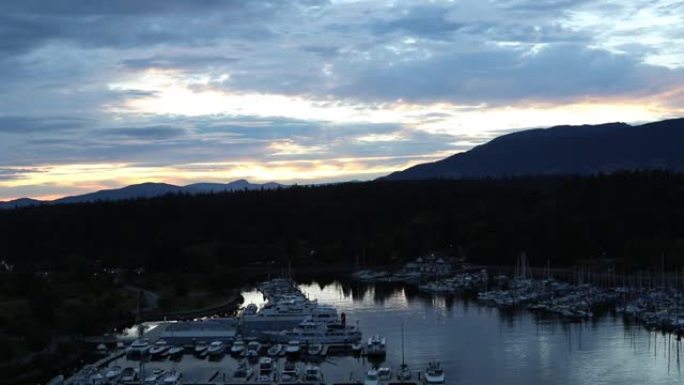 加拿大温哥华煤港码头上美丽的日落