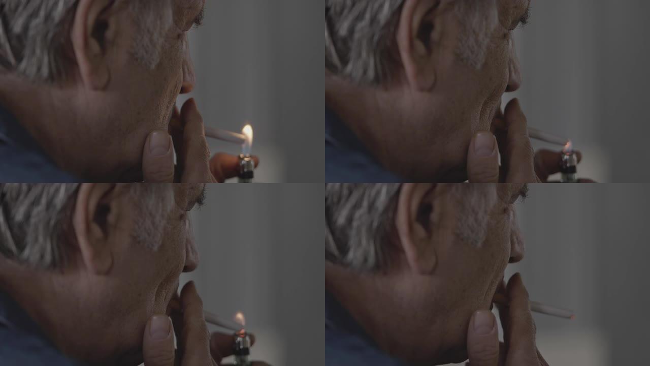 老人抽烟