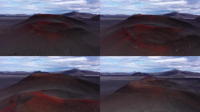 冰岛高地火山山，红草鸟瞰图