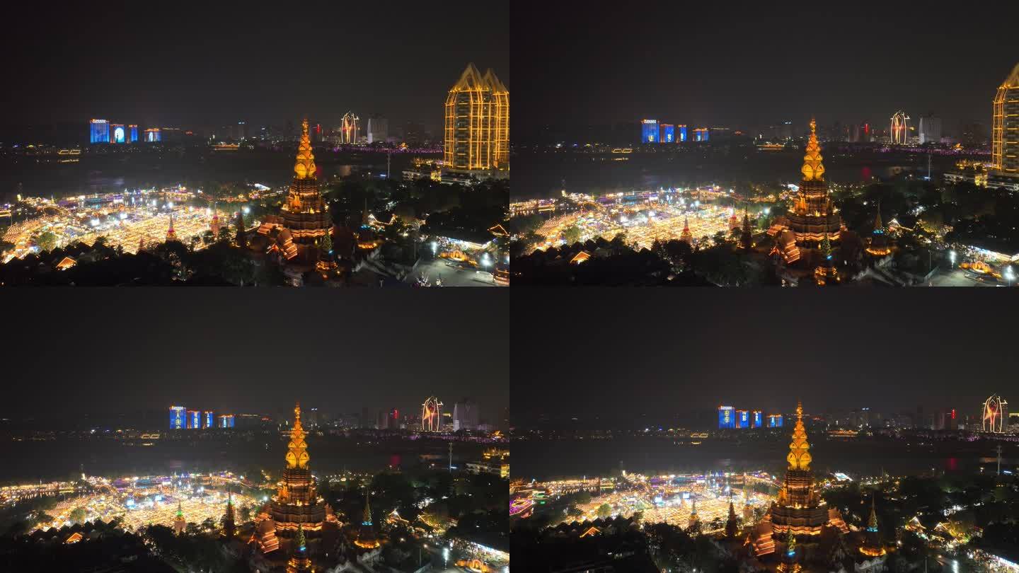 双西版纳告庄西双景夜景航拍