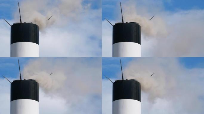 法国烟囱冒出的烟雾和空气污染。