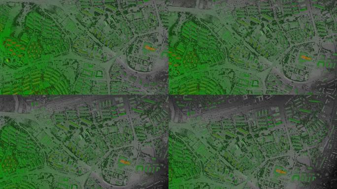 带有用于GIS的彩色地理空间数据的城市城市动画地图