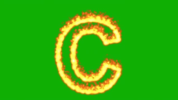 绿屏背景上的英文字母C火效应