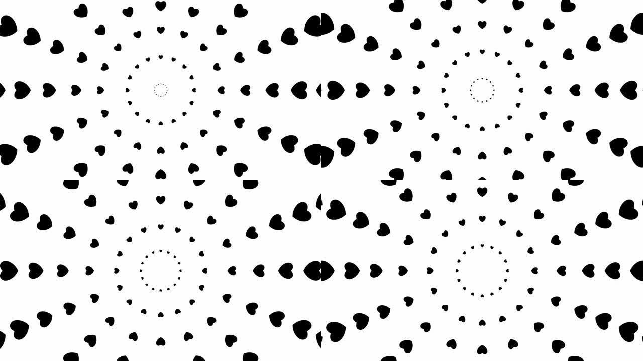 从中心开始动画增加黑心圈。循环视频。矢量插图孤立在白色背景上。