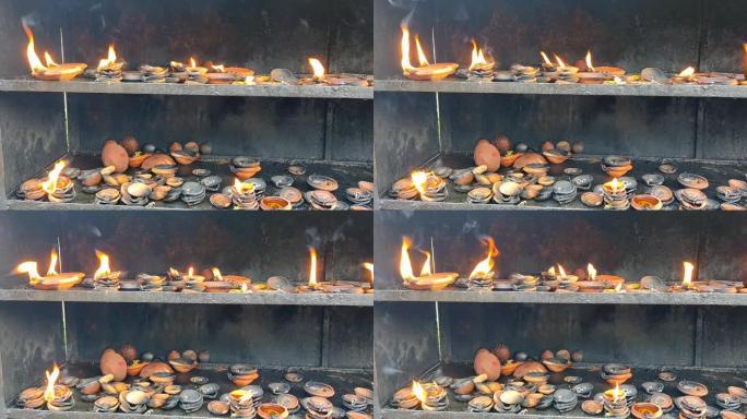 湿婆神庙的Diya酥油灯，以庆祝Maha Shivaratri jagra