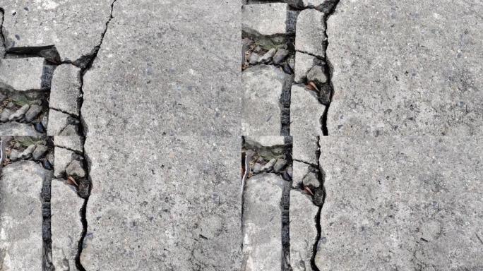 因不良施工或地震而在地面或街道道路上破裂的混凝土地面