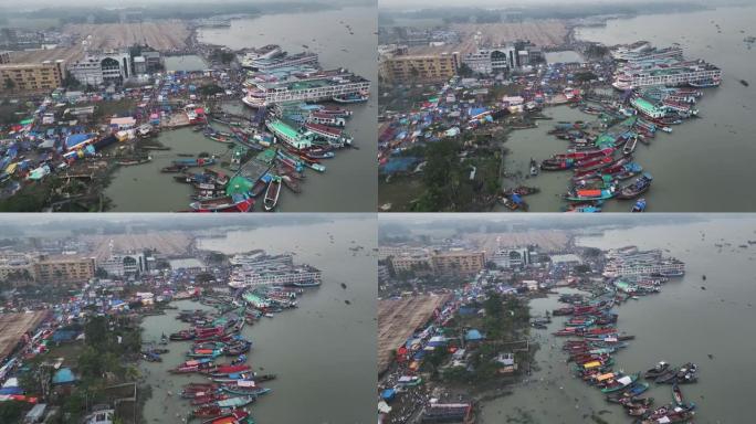 孟加拉国巴利萨尔第三大穆斯林会众的鸟瞰图。