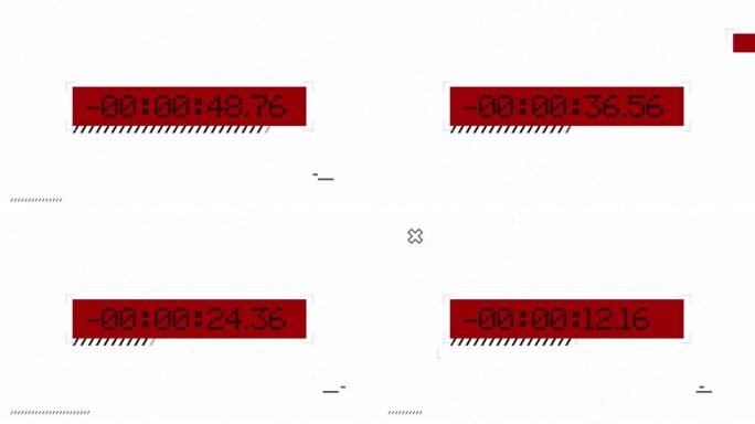毫秒的一分钟数字计时器计数器动画。带故障的倒计时计时器。未来派现代数字计数器动画。
