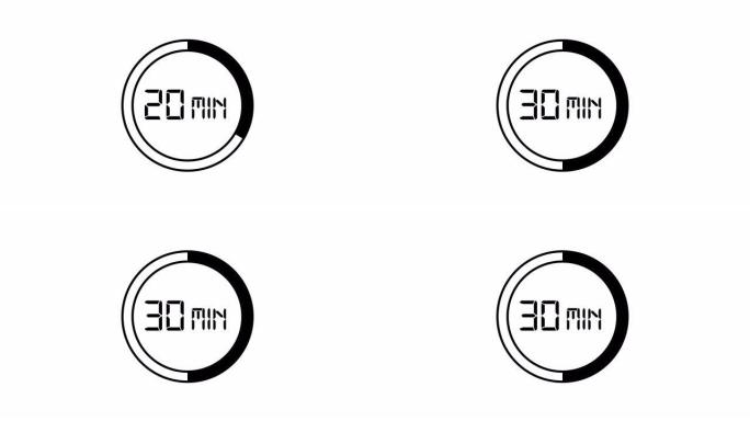 30分钟，计数器图标。