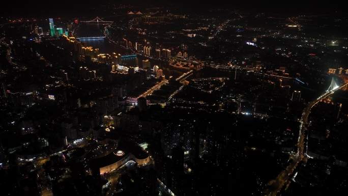 福州夜景航拍城市夜景