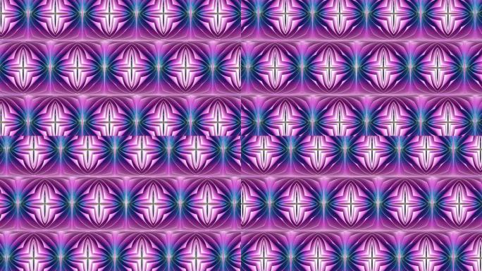 不断绽放的五颜六色的花蕾，几何霓虹色构成。现代背景。数字无缝循环动画。3d渲染4K UHD