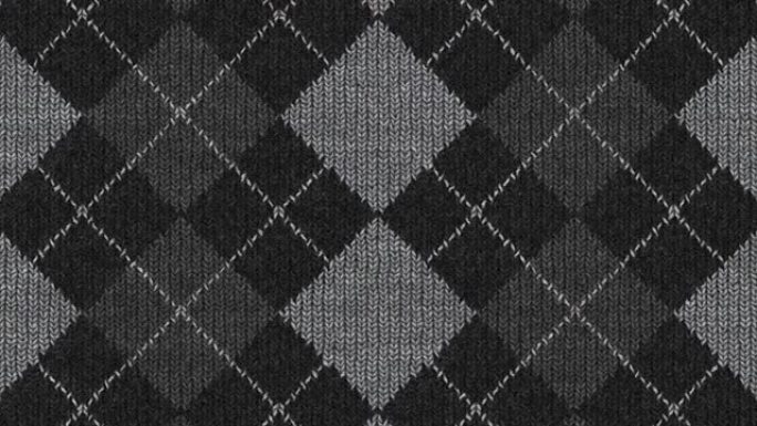灰色方格针织编织背景无缝环。羊毛针织品棉质地。织物材料布背景。