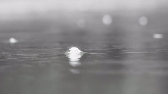 雨滴落在池塘上雨天空镜头下雨空镜头