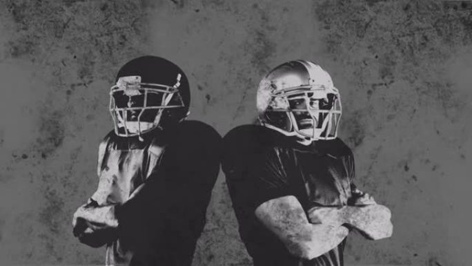 两名美国橄榄球运动员在灰色背景上的动画
