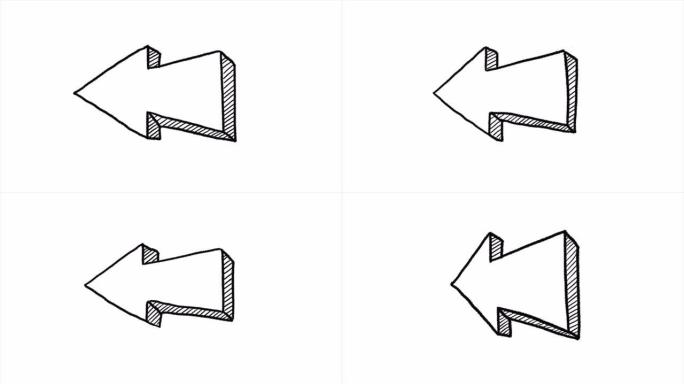 箭头的逐帧手绘动画。4k镜头