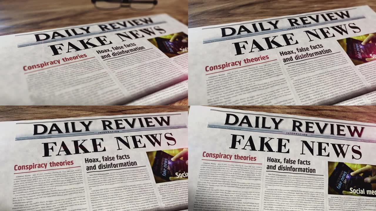 桌上的虚假新闻和虚假信息报纸