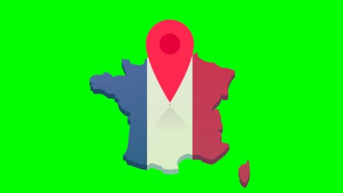 位于法国，背景为绿色 (平面设计为环形)