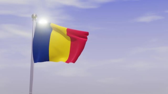 带天空和风的动画国旗-乍得