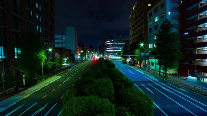 东京市区街道交通拥堵的夜晚时光倒流