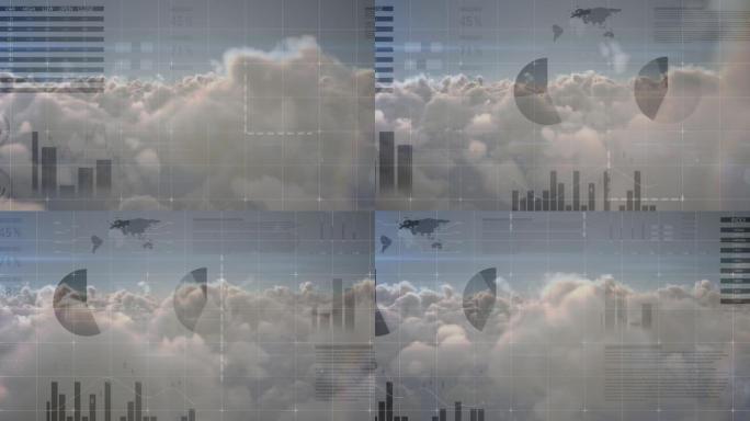 蓝天下面对云层的统计数据处理合成视频