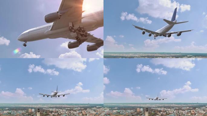 德国莱比锡飞行和降落的客机。飞机概念