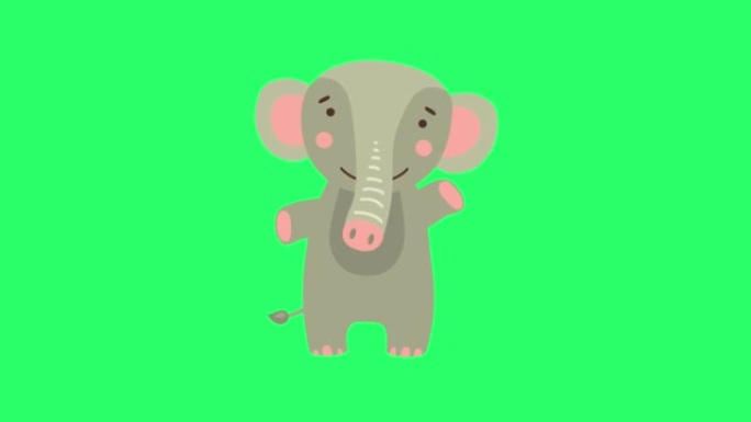 绿色屏幕上的动画大象。