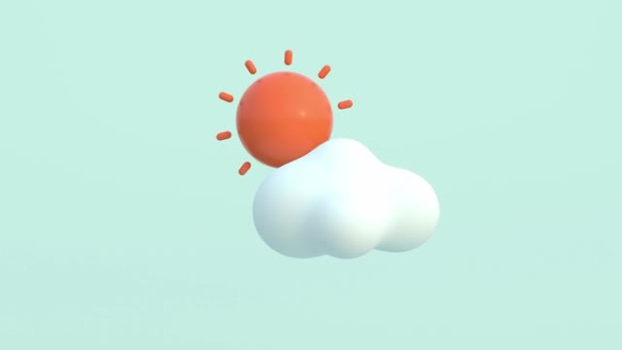 3d渲染蓝色背景天气概念云太阳