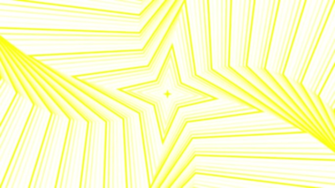 白色背景上的黄色自旋四角星简单平坦几何循环。星光灿烂的旋转电波无尽的创意动画。旋转星星无缝运动图形背