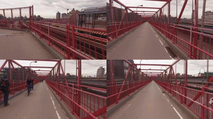 纽约市景观: 威廉斯堡大桥上的POV自行车