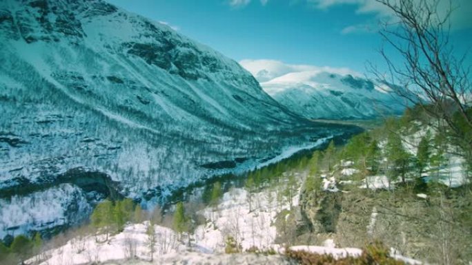挪威赫里格斯科根附近从右向左拍摄的令人惊叹的电影跟踪