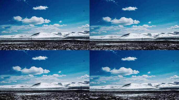 【4K】高速公路行驶车窗外雪山雪景