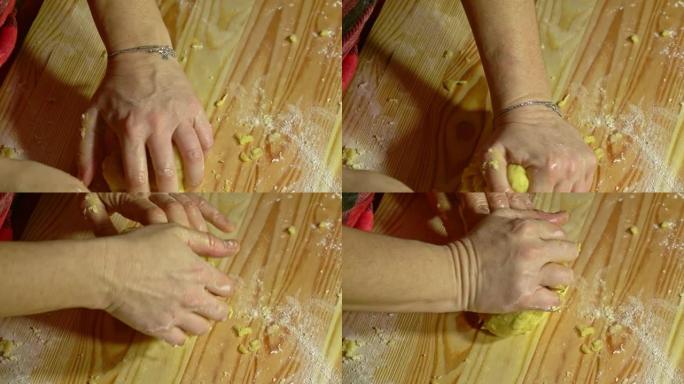 女性手做饼干面团