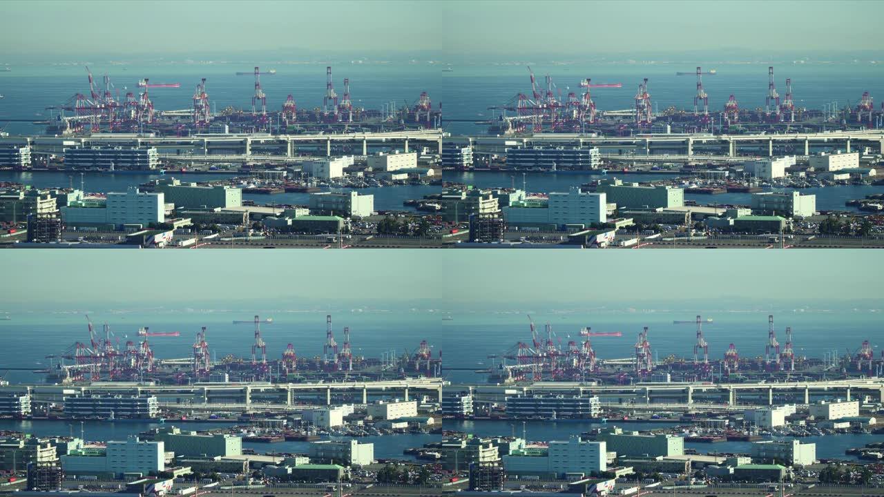 横滨港鸟瞰图。日本神奈川