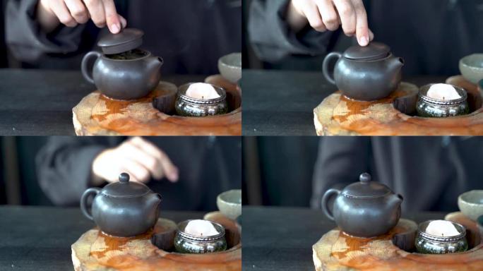 传统茶道用具特写桌，中国Te