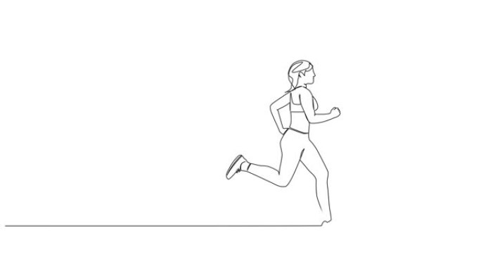女运动员跑步动画连续单画线