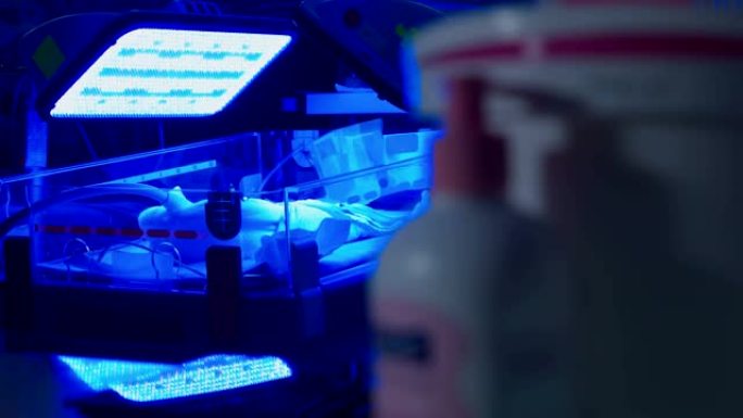 紫外线照射下早产婴儿的医院病房
