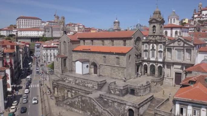 阳光明媚的日子波尔图城市景观ingreja de sao francisco空中全景4k葡萄牙