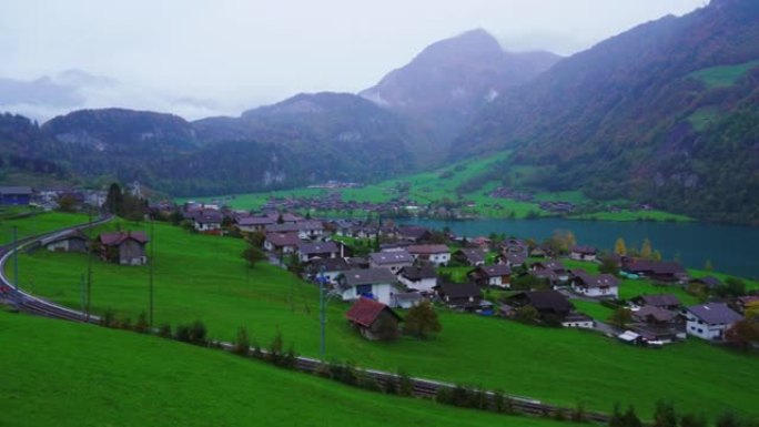 瑞士伦格恩景观国外农村国外乡村房屋航拍视