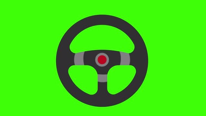 绿屏上汽车车轮的2D动画插图