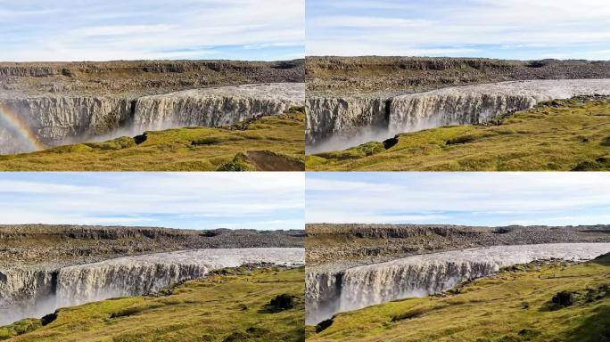 冰岛的Dettifoss瀑布。它是欧洲第二强大的瀑布测量45米高100米宽