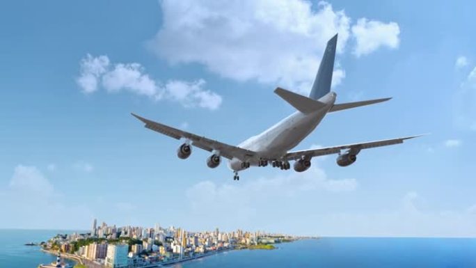 飞行和降落萨尔瓦多巴伊亚航空公司的客机。飞机概念